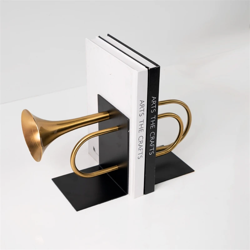 Modern Creative Golden Horn Melody Bookends Decoration Sample Room Living Room Study Cabinet Exhibition Hall Home Decoration