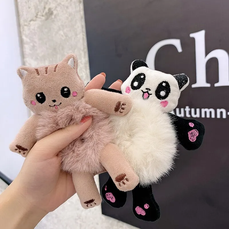 Panda Kühe Katze Kaninchen Plüsch elastische Haarbänder süße Pferdeschwanz Krawatten Frauen Mädchen süße Cartoon Haargummis Weihnachten – Detail 5