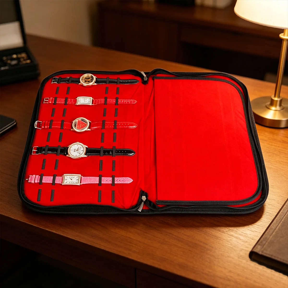 Portable Watch Bag 20 Hand Bag Storage Bag Korean Style PU Leather Zipper Bag Gift Watch Bag