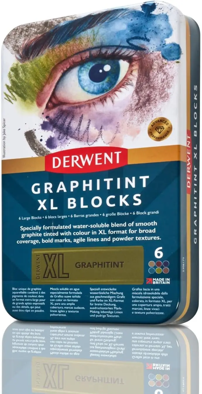 

Extra-Large Water-Soluble Graphite Blocks, Set of 6, Ideal for Sketching and Drawing, Professional Quality