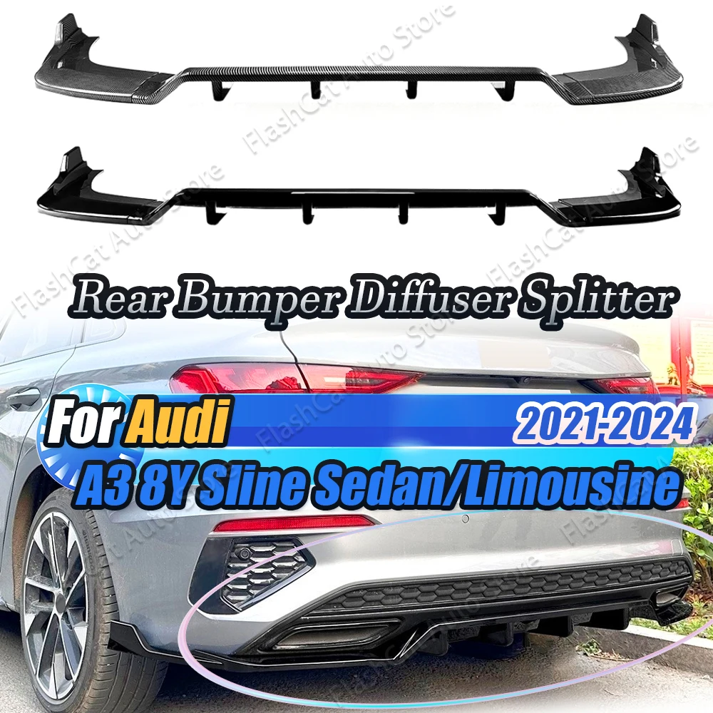 A3 Rear Bumper Lip Splitter Diffuser Side Corner Protector Spoiler Body Kit For Audi A3 S3 8Y Sline Sedan 2021 2022 2023 2024