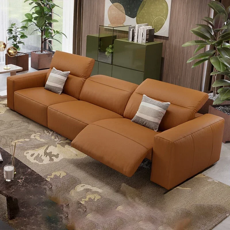 Italian Minimalist Sofa Tofu Block Functional Sofa Villa Living Room Electric Home Theater Sofa Combination