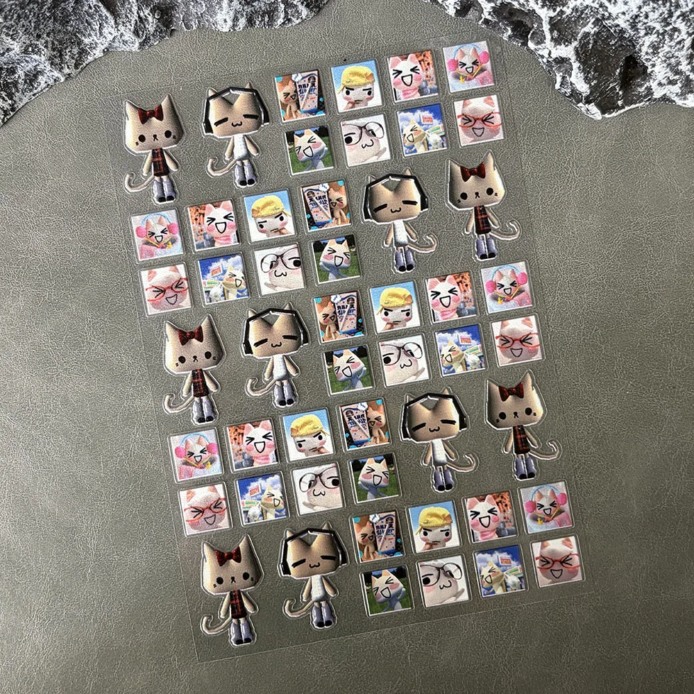 Kawaii Cat Y2k Stytle Sticker Nail Art Pvc Adhesive Scrapbook Waterproof Diy Charms Loptop Phone Case Sticker