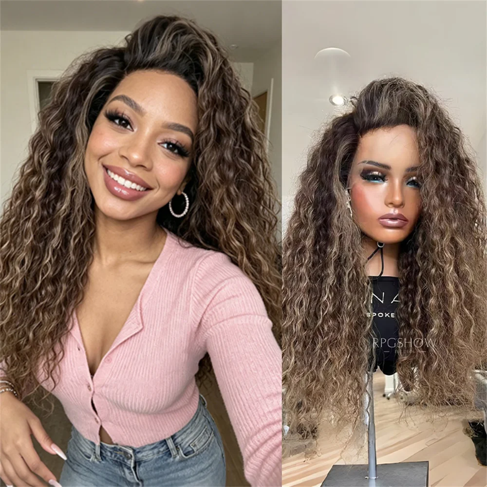 soft-kinky-curly-wig-26inch-long-highlight-brown-lace-front-wig-for-women-high-temperature-glueless-synthetic-hair-free-part-wig