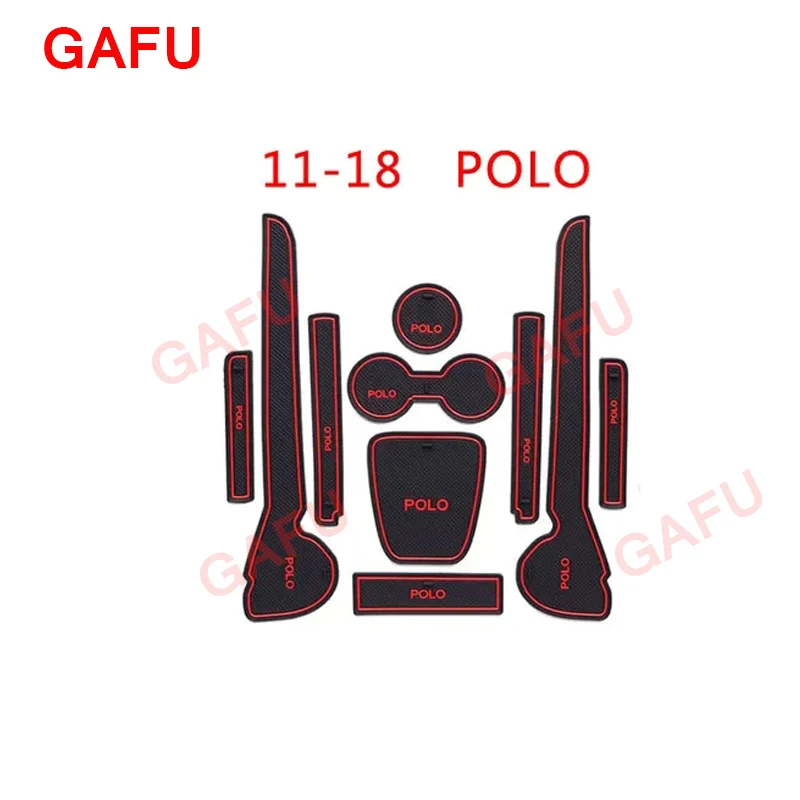 

For Volkswagen VW Polo 2011-2018 PVC Car Anti Slip Gate Slot Pad Non-slip Mat Interior Door Pad Cup Mat Interior Accessories