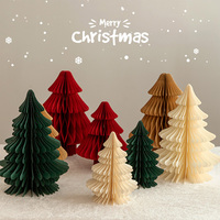 Paper Folding Christmas Tree Ornament 3D Honeycomb Christmas Tree New Year Xmas Festive Atmosphere Party Dinner Tabletop Decor