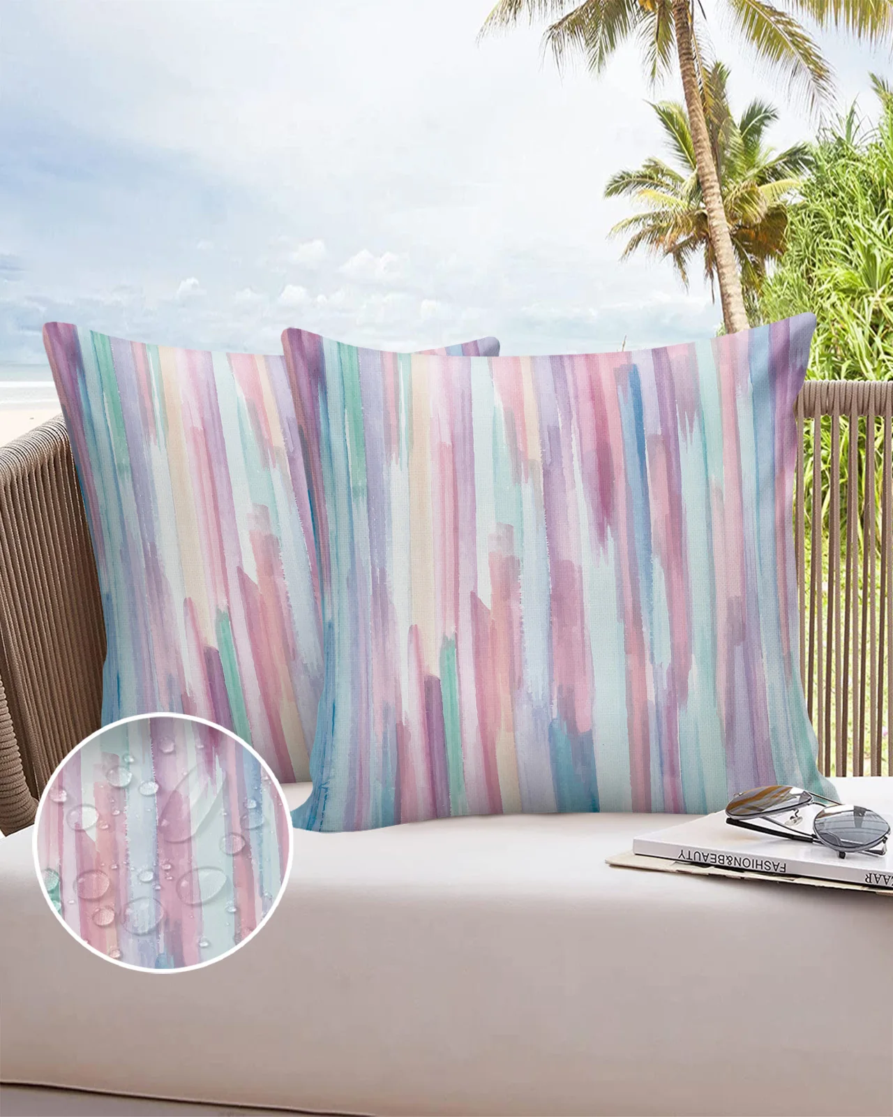 

2/4PCS Outdoor Pillowcase Rainbow Stripes Waterproof Decorative Sofa Throw Pillow Cover Case Garden Patio Cushion Covers