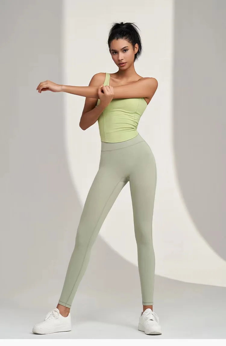 U-förmige Sportunterwäsche für Damen, einteiliger BH mit festen Cups, hochintensiver, stoßfester, schnelltrocknender Fitness-Yoga-Top. – Detail 3
