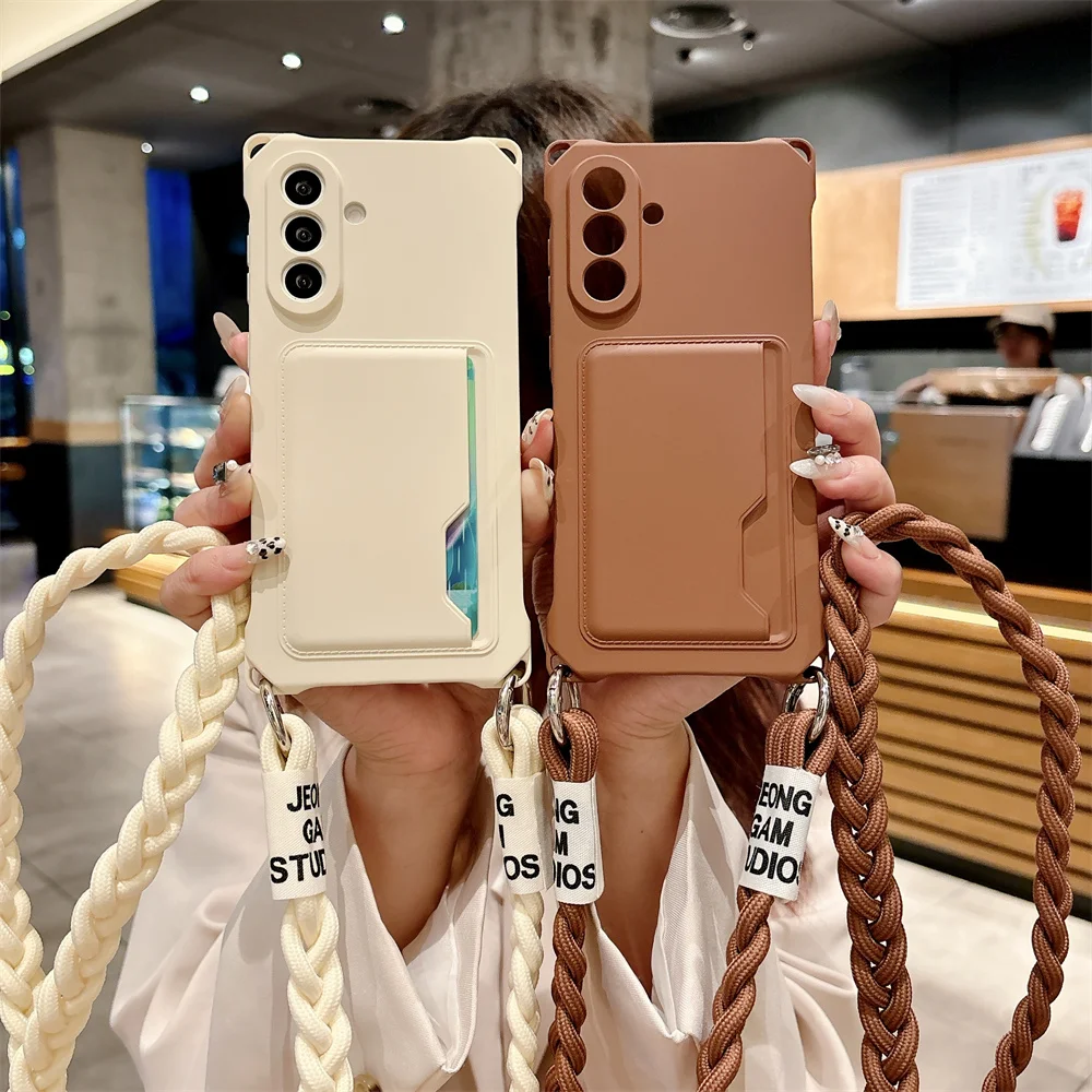 Плетеный чехол для телефона с ремешком через плечо для Samsung Galaxy S25 S24 S23 S21 FE Plus S22 Ultra, сумка для карт, силиконовый чехол Плетеный чехол для телефона с ремешком через плечо для Samsung Galaxy S25 S24 S23 S21 FE Plus S22 Ultra, сумка для карт, силиконовый чехол