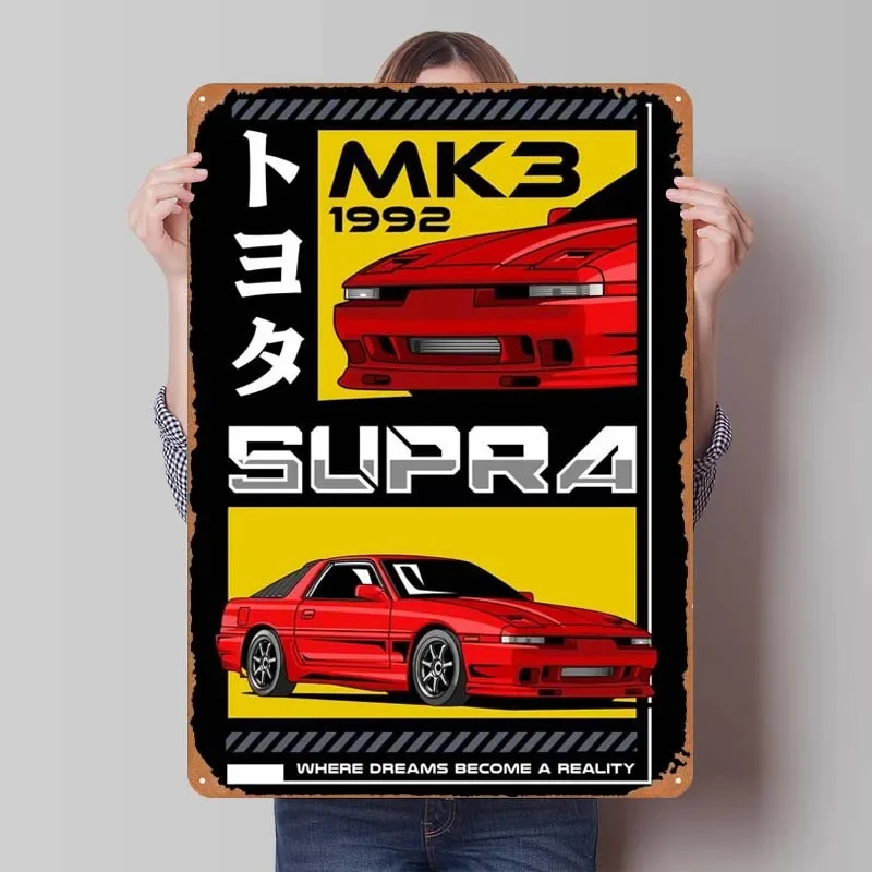 Supra MK3 Sport Car Sign Wall Art Decor Vintage Metal Tin Sign Plaques for Garage Pub Club Wall Decoration Man Cave Dekoration