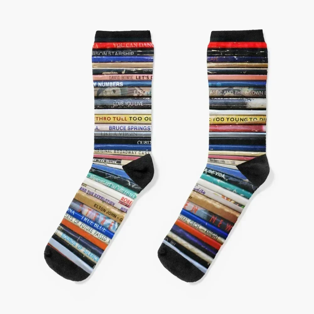 Vintage Retro Record Album Spines Socks cool compression Male Socks Women's