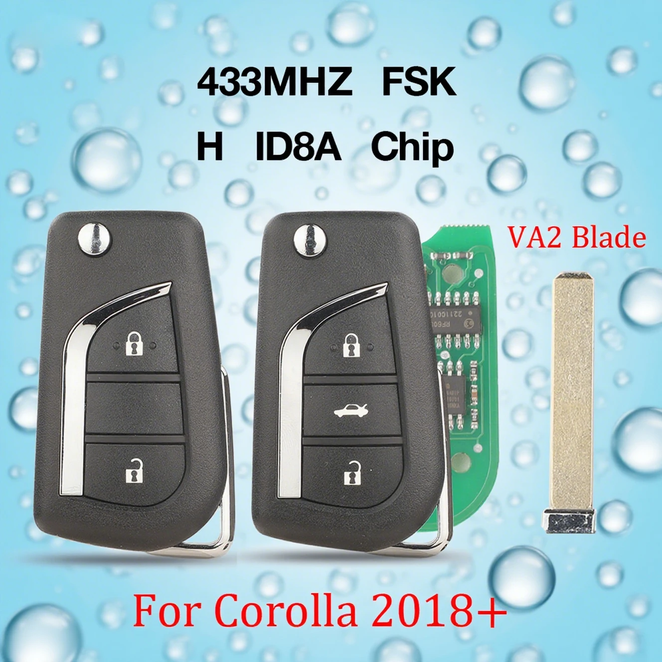 Jingyuqin السيارات مفتاح فوب التحكم 2/3 BTN H ID8A رقاقة 433Mhz FSK الوجه مفتاح السيارة عن بعد لتويوتا كورولا RAV4 ليفين 2018 + مع VA2