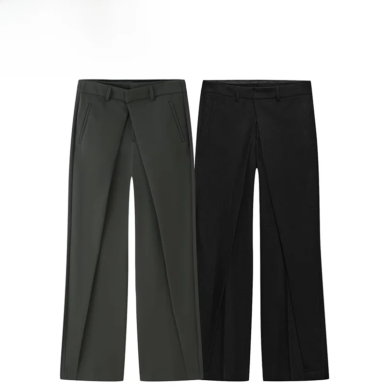 Fashionable Women's Loose Trousers Autumn New Style Front Pleat Polyester Fabric Casual Scene European Style Teenager Suitable