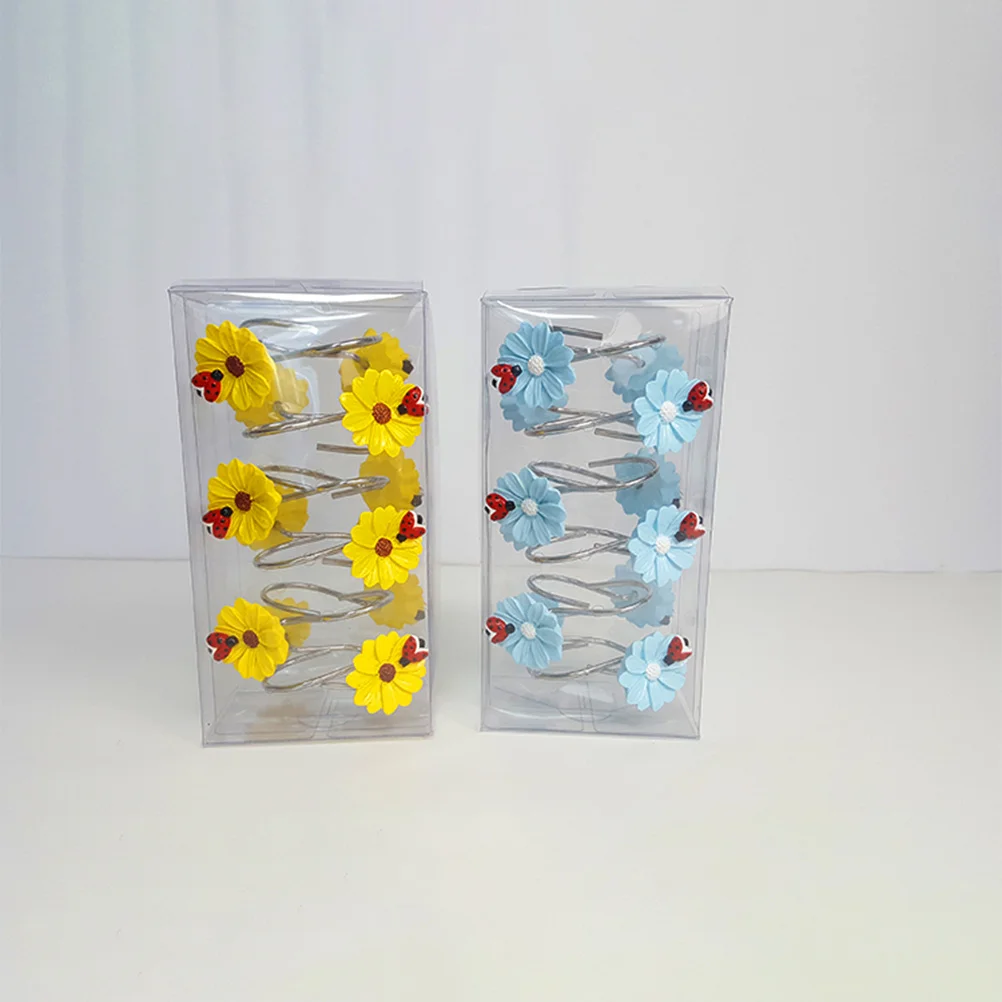 

12 PCS Multicolor Curtain Hooks Resin Load-bearing Shower Home Hanging Novel Easy Installation