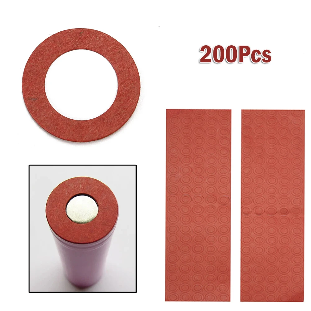 200Pcs Battery Insulators Adhesive Paper Hollow Insulating Gasket Wood Pulp And Cotton Pulp 18650 Red Quality Tool Accessorie