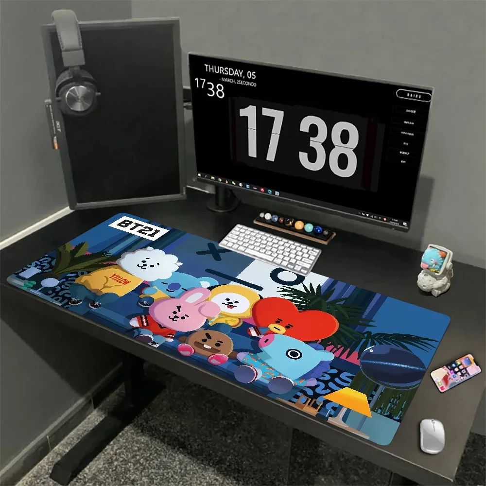 

Cute 900x400mm Gaming Mousepad B-BT21s Computer Gamer Tablet Pad Keyboard Mousepad with Edge Locking Rubber Play HD Mice Mat Xxl