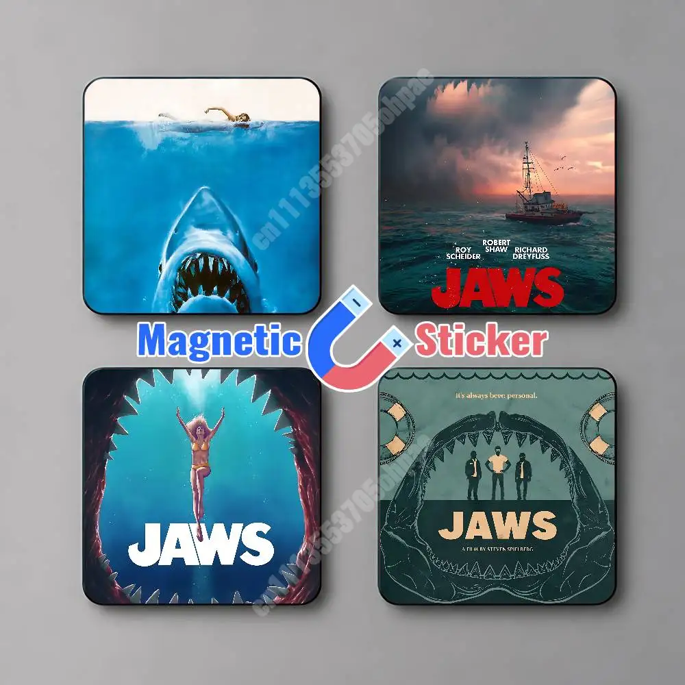 J-JAWS 1975 Steven Movie Spielberg Magnetic Sticker Reflective Fridge Decal for Metal Surfaces Magnet Sign