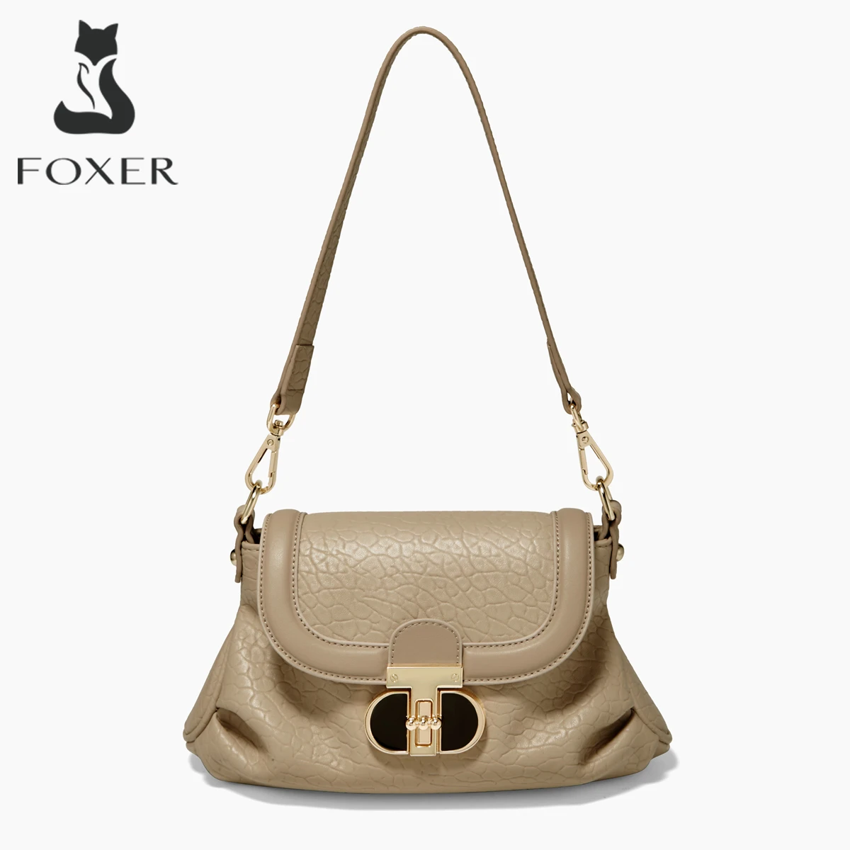 

FOXER Vintage Women's Shoulder Bag Split Leather Crossbody Bag Chic Lady Handbag Summer Travel Purse & Daily Commute & Party