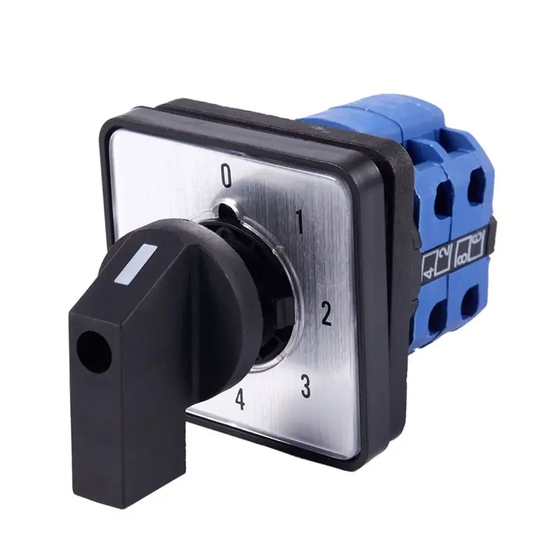 CQMF-3X 8 Terminals 5 Positions Master Control Rotary Cam Switch 20A Black+Blue