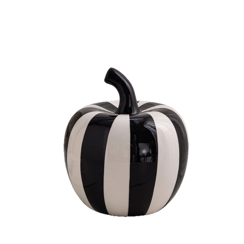 LH striped big round belly ceramic flower ware handmade art decorative ornament