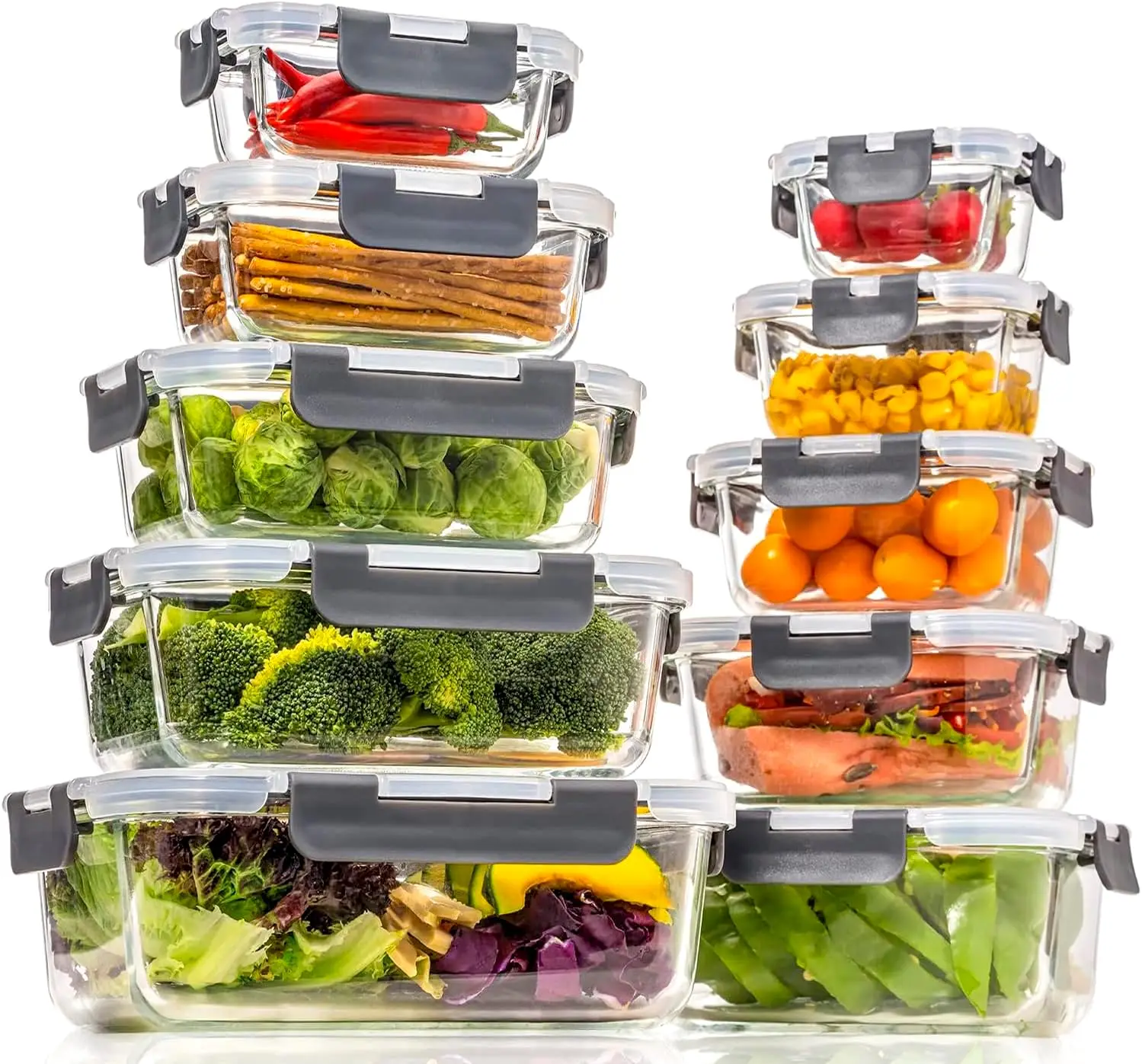 

Glass Food Storage Containers with Lids Airtight, Glass Meal Prep Containers for Lunch Food, Container Set, Easy to Ope