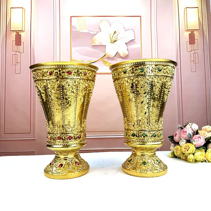 

European Tall Vase Pot Decoration Gold Wedding Cross-Border Amazon Holy Grail Sabbath Festival Tabletop Ornament