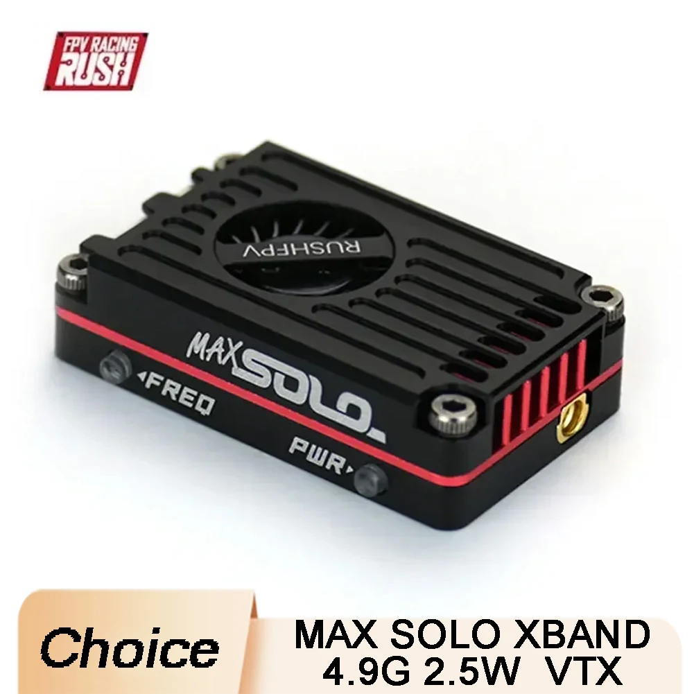 

RUSHFPV MAX SOLO XBAND 4.9G 2.5W 8CH Transmitter VTX 4.9Ghz CNC Shell Built-In Cooling Fan For FPV Range Racing Drone RC Tool