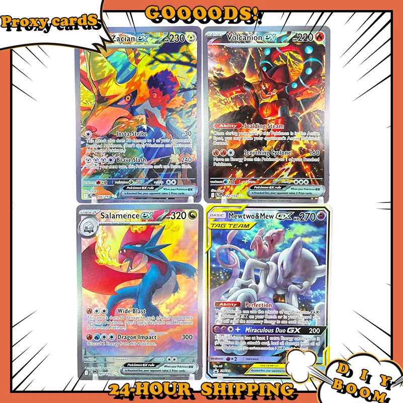 

Прокси-карты с покемоном PTCG, карты «сделай сам», развлекательные игры, коллекция PKM, настольные игры, вулканион, саламаence Mewtwo Mew, карты, подарки