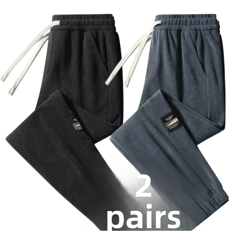 Men's Casual Corduroy Sweatpants Autumn Winter Heavy Duty Workwear Trousers Wear Resistant Cuffed Sports Versatile Sweatpants