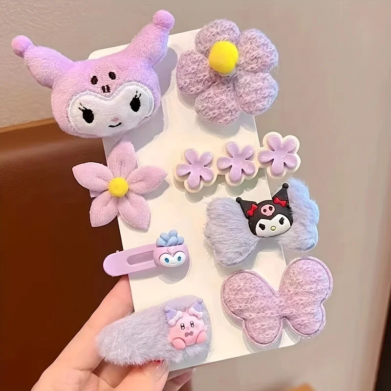 Sanrio My Melody Kuromi Cinnamoroll Series Hair Clip Cute Cartoon Plush Hair Claw Clip Kawaii Hairpin Back Head Hair Accessories