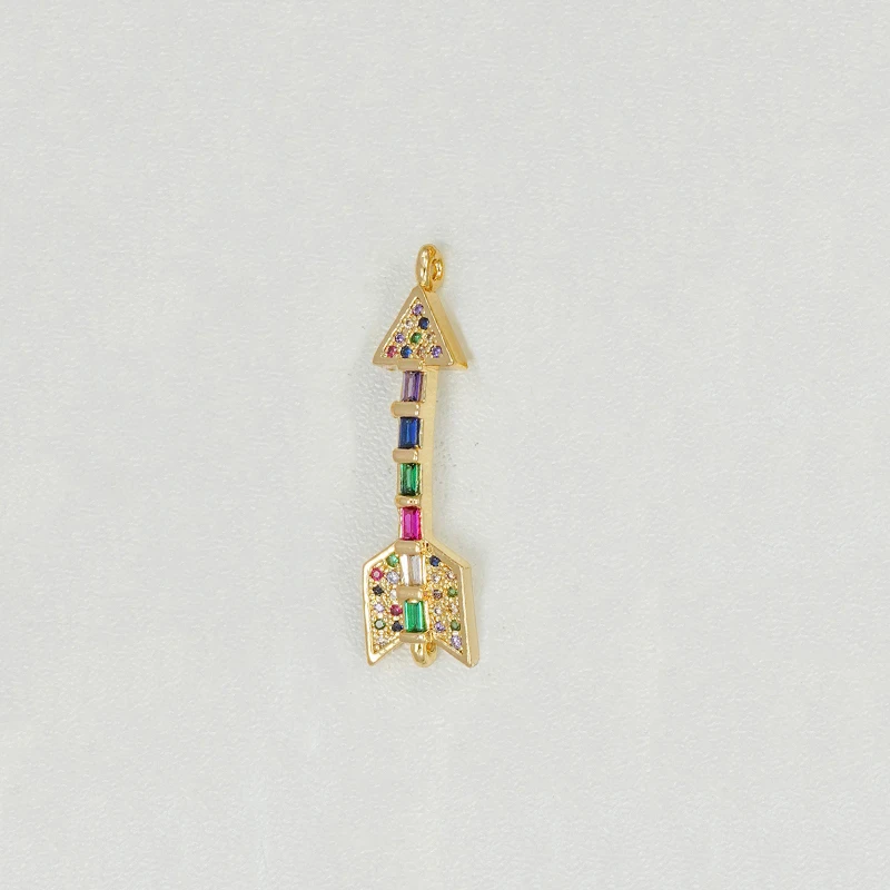 10 Pcs Inlay Colorful Square Zircon Connector Diy Bracelet Necklace Jewelry Making Arrow Fishbone Goblet Curve Brass Accessories