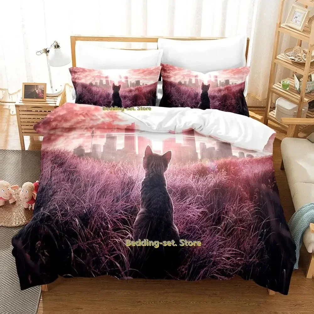 

Cute Artistic Cat Bedding Set Single Twin Full Queen King Size Bed Set Adult Kid Bedroom Duvetcover Sets Anime Cat cama infantil