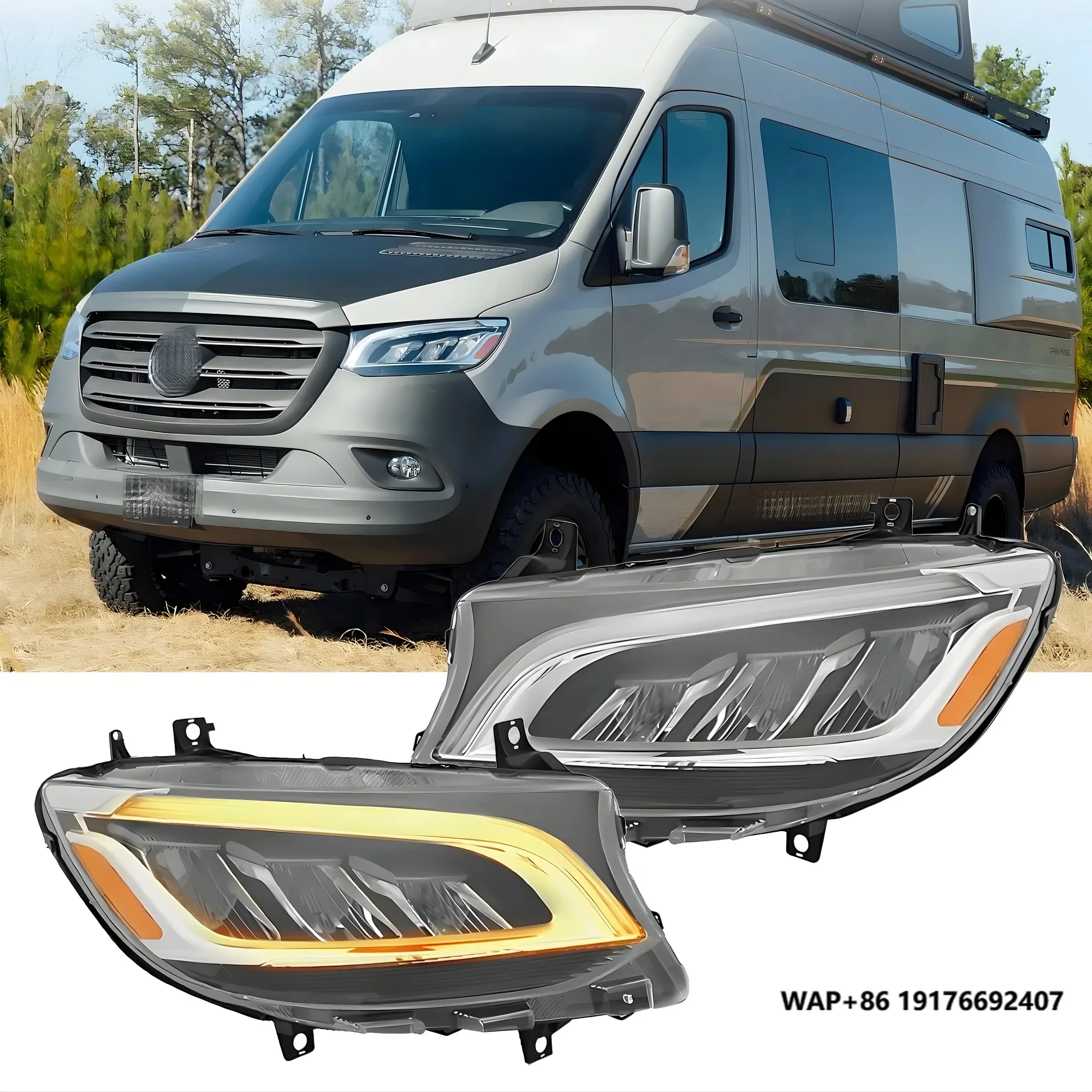 

Для Mercedes Benz Sprinter 2018-2023 W907 W910 фара в сборе, светодиодная обновленная фара DRL, динамический указатель поворота, линза проектора