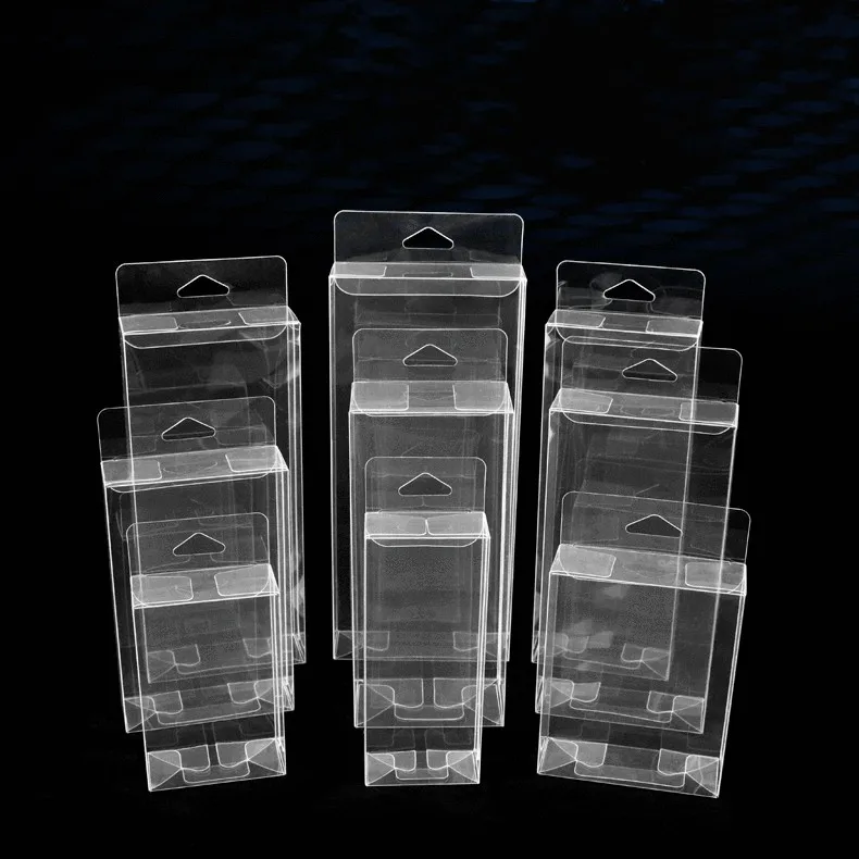 

50pcs Hook Transparent PVC Phone Case Clear Plastic Boxes Storage Jewelry Gift Box Wedding Birthday Party For Gift Packing Box