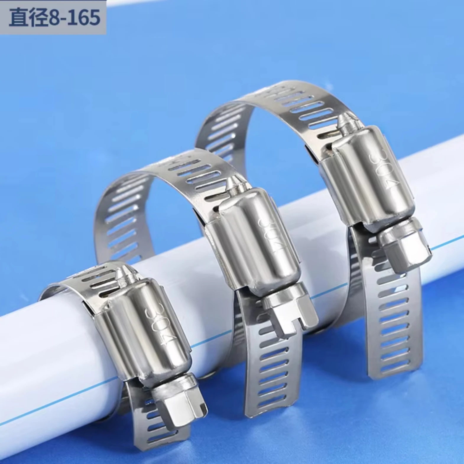 8-152mm 304 Stainless Steel Adjustable Drive Hose Clamp Fuel Line Worm Size Clip Hose Clamp Fastener