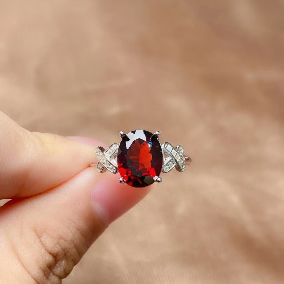 

3ct VVS Grade Natural Garnet Ring for Party Solid 925 Silver Garnet Jewelry January Birthstone Gift for Woman