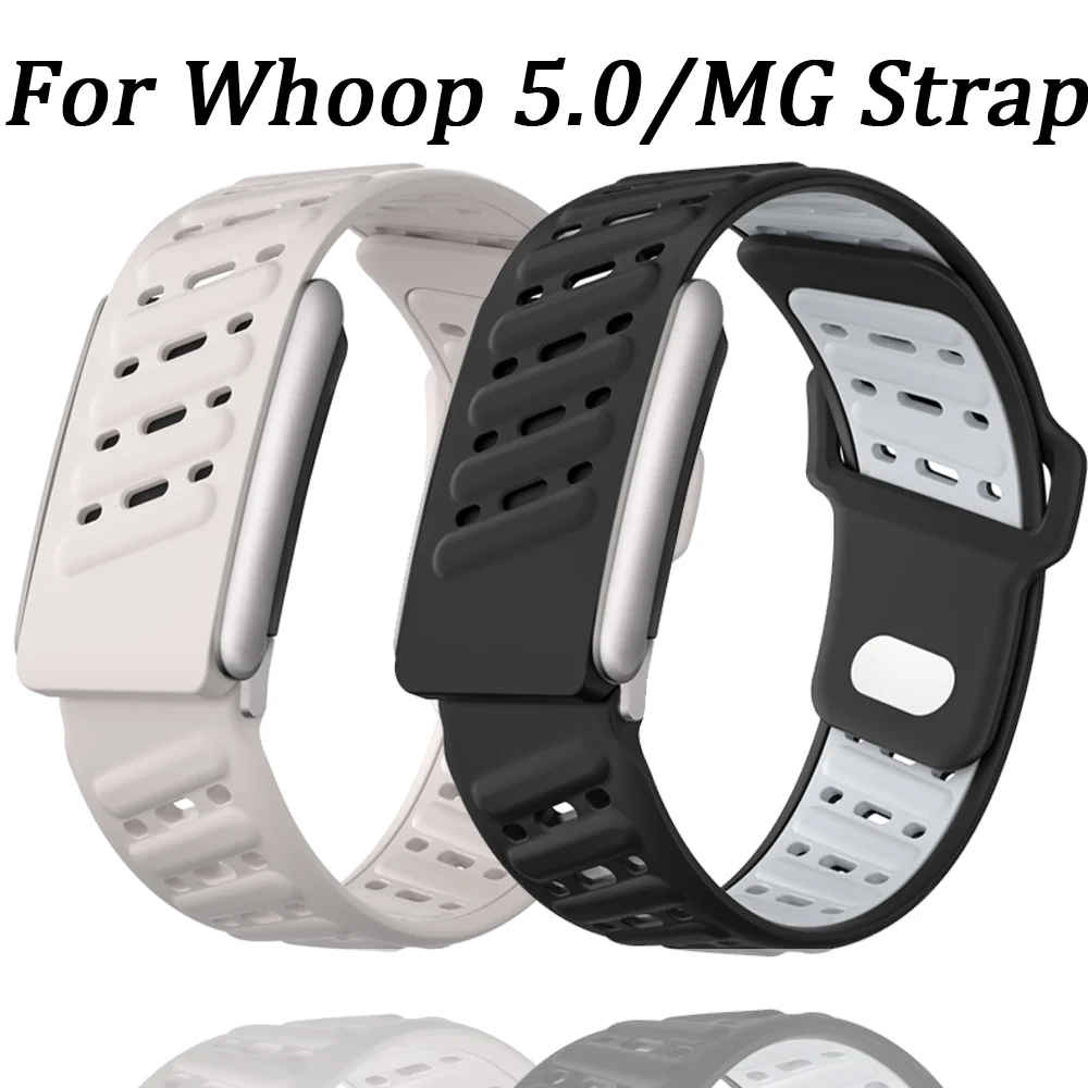 Offizielles zweifarbiges Silikonband für Whoop 5.0, atmungsaktives Armband, Armbandschutz, Tracker für Whoop 5.0 MG, verstellbarer Gürtel