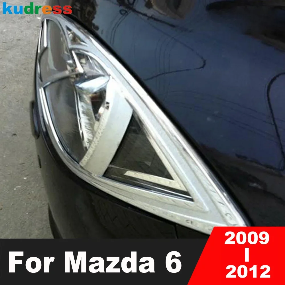 For Mazda 6 Mazda6 MK2 2009 2010 2011 2012 Chrome Car Front Head Light Lamp Cover Trim Headlight Bezel Trim Exterior Accessories