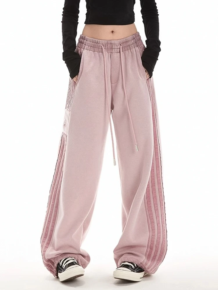 American Sle Stripe Sweat pants Women Spring and Autumn Fashion Brand High Street Loose Ankle-tied Casual Sweatpants Drape ...