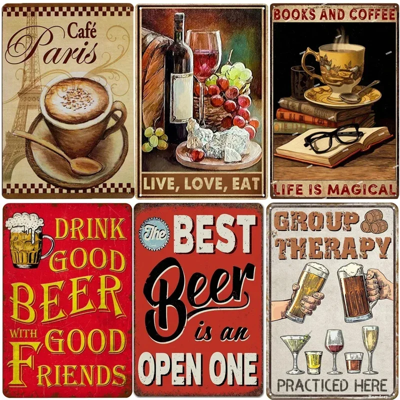 Coffee Beer Metal Tin Sign Bar Coffee Shop Dessert House Wall Decor Art Plaque Home Kitchen Man Cave Vintage Decoration Poster