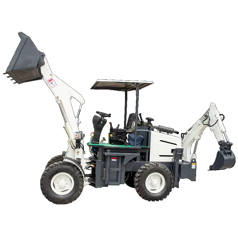 Chinas neuer Traktor, ausgestattet mit einem Bagger- und Frontlader 4x4 4WD Mini