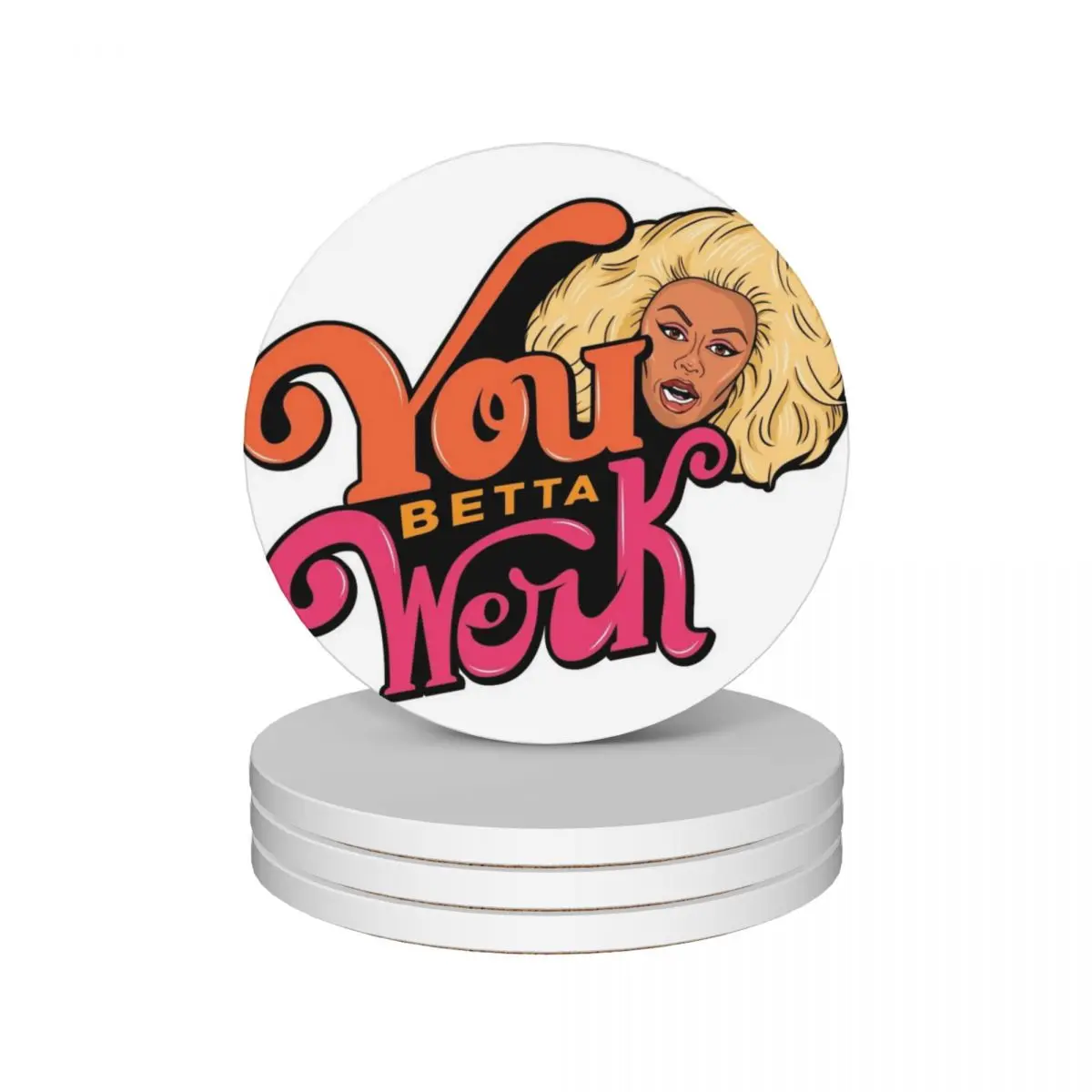 

You Betta Werk Ceramic Coasters (Set of 4) drinks Creative pot Coasters