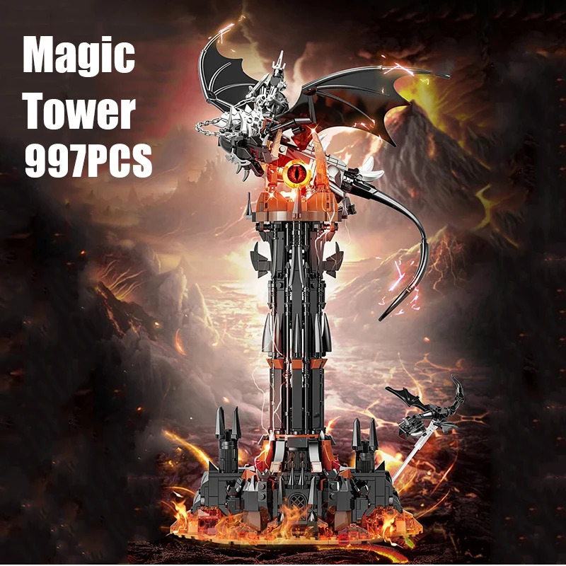

Cretive 997 шт. Magic Gastle Lord Rings Саурон глаз строительные блоки со светодиодной подсветкой сборка кирпичей коллекция игрушек подарок для мальчика и ребенка