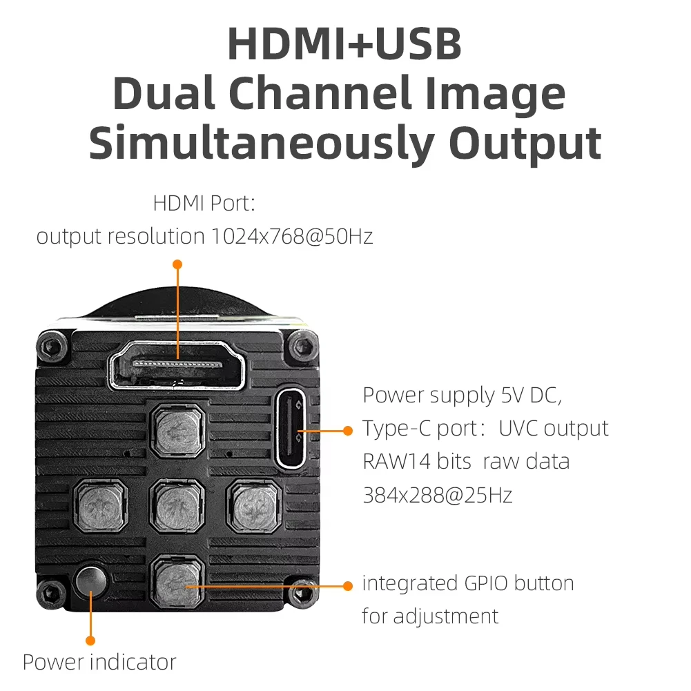 384x288 Инфракрасная тепловизионная камера Промышленный тепловизор LWIR камера HDMI USB UVC Неохлаждаемые автомобильные ИК-камеры для улицы