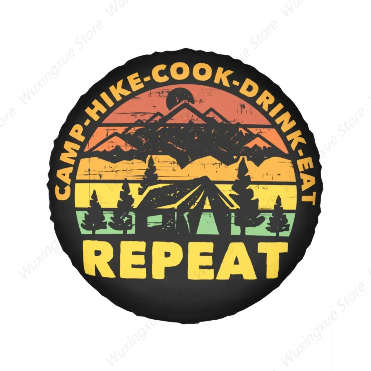 Camp Hike Drink Eat Repeat Spare Tire Cover for Suzuki Mitsubish Custom Adventure Bonfire Beer Car Wheel Covers 14