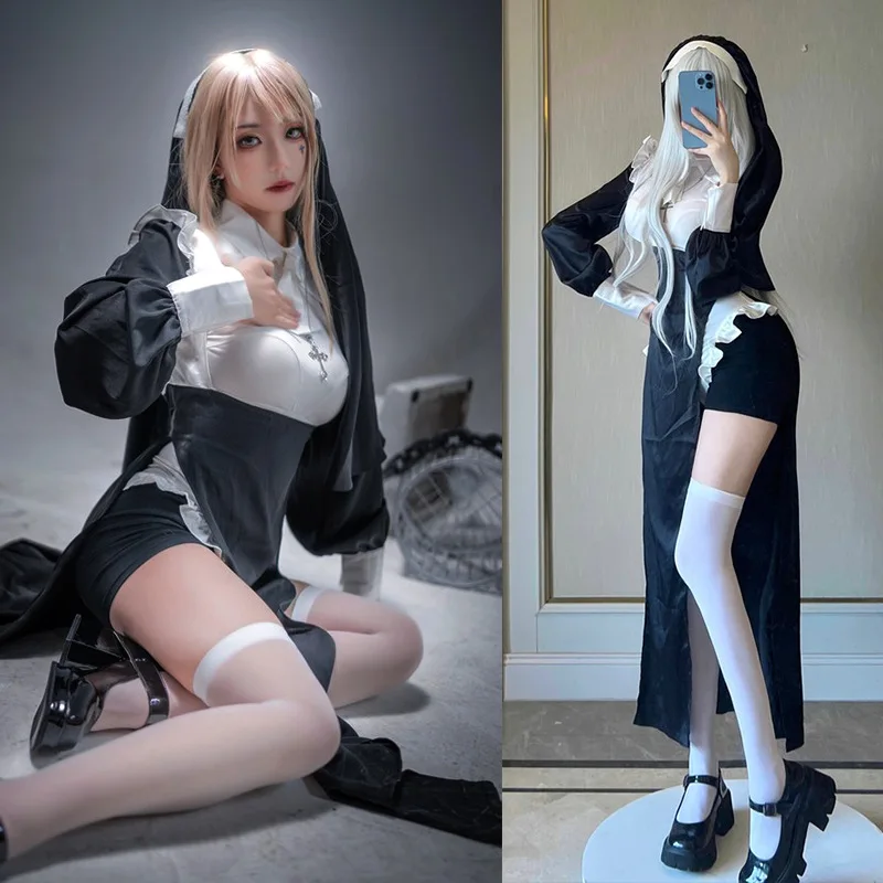 Sexy Nun Costume For Halloween Nun Cosplay Dress-up Outfit