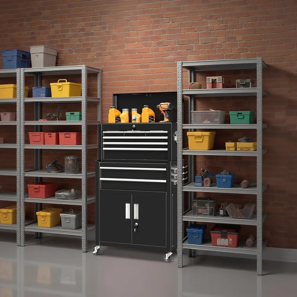 

8-Drawer Rolling Tool Chest Cabinet Combo, Heavy-Duty Metal Garage Storage with Wheels and Locks for Workshop