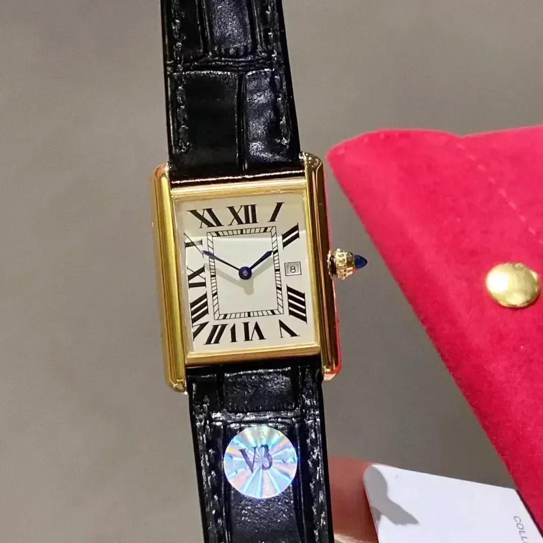 Jam tangan wanita kualitas tinggi jam tangan wanita bermerek Mewah desainer kedap air kuarsa elegan model tangki kulit kustom kaca safir jam tangan Aaa