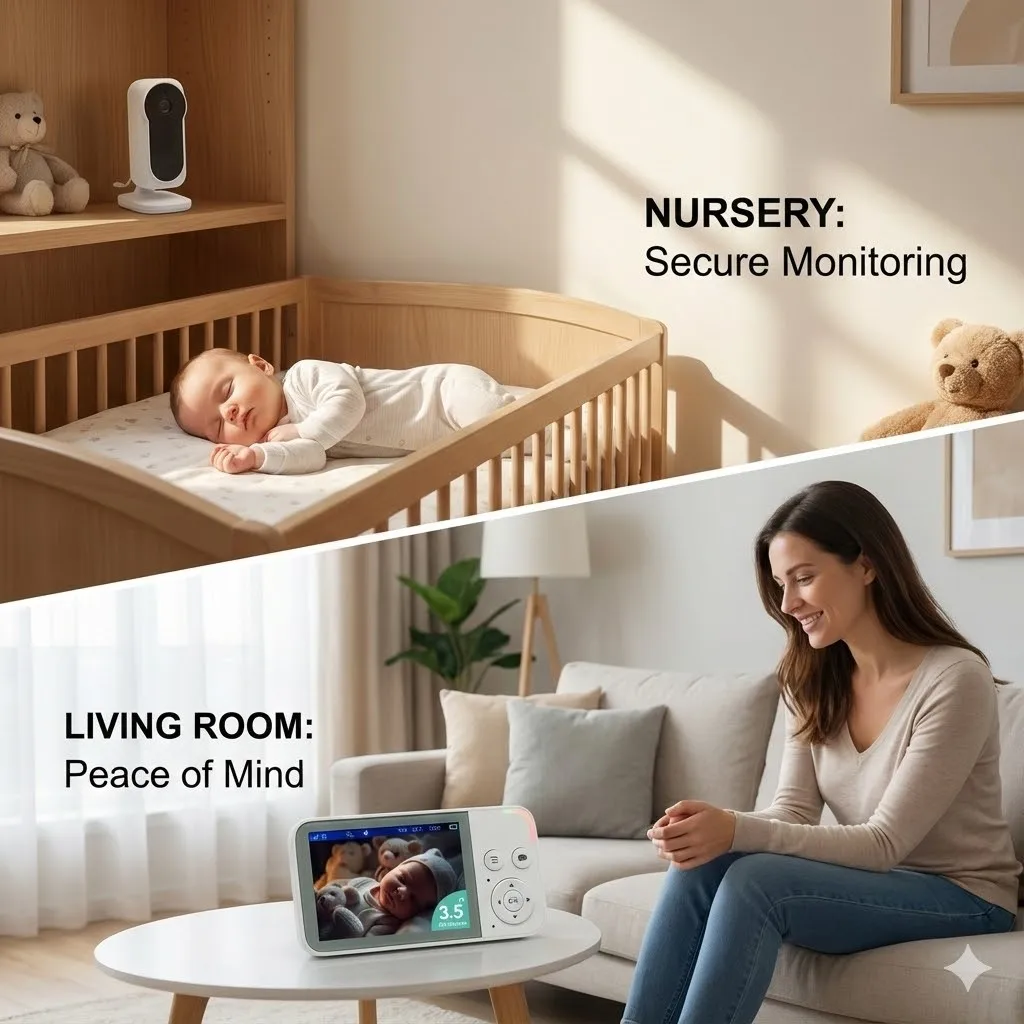 3.5 Inch IPS Video Baby Monitor No WiFi 2 Way Talk VOX Cry Alarm Temperature Lullaby Feeding Reminder Baby Camera Monitor
