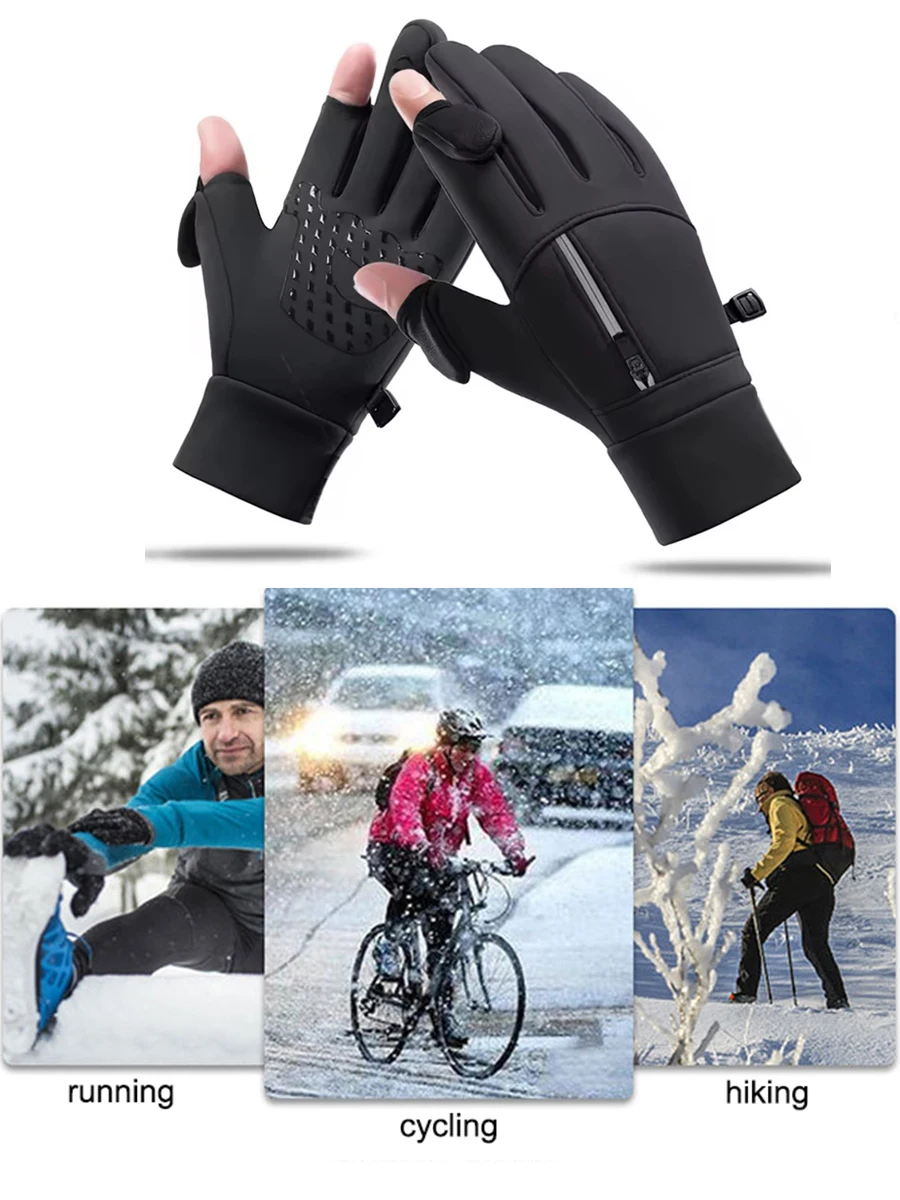 AliExpress NONE Winter Warm Touch Screen Gloves Outdoor Windproof Waterproof Cold-proof Gloves Men Driving Cycling Fishing Ski Gloves